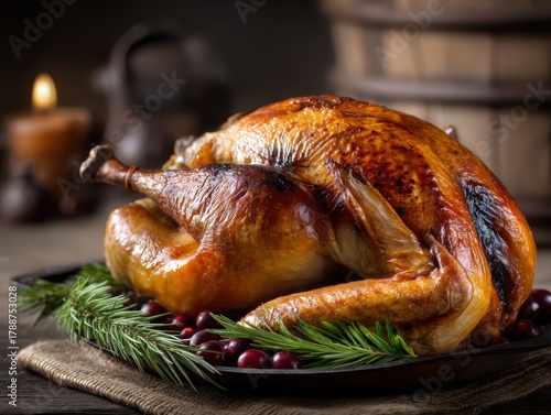 Juicy roasted turkey restin...