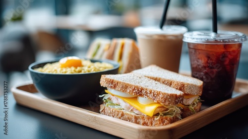 Delicious meal with sandwic...
