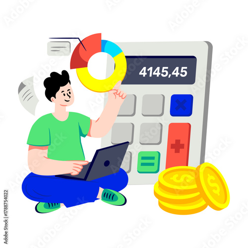 Trendy vector design of financial calculation