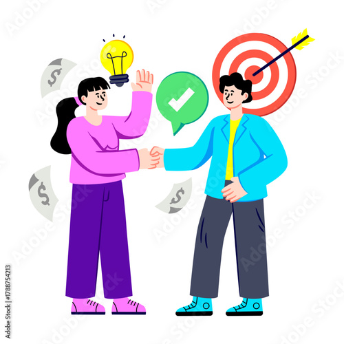 Editable design illustration of business deal