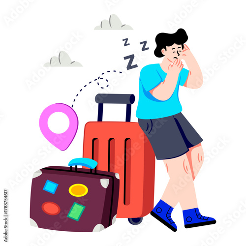 Premium download illustration of tired traveler