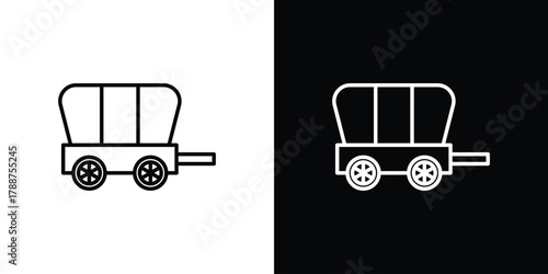 Covered wagon icon line vector illustration. vector graphics