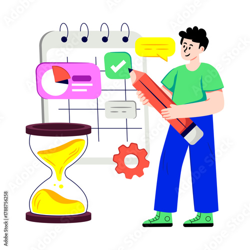 Calendar with clock showing concept of timetable management