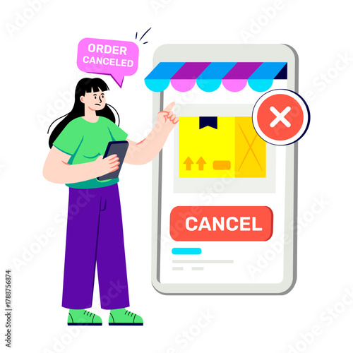 A unique design illustration of online order cancel