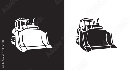 Bold Bulldozer Vector Icon Set Minimalist Construction Equipment Graphic
