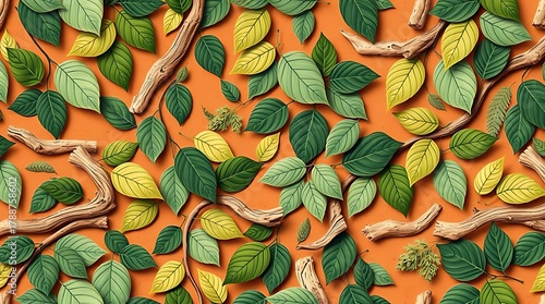 seamless pattern with colorful leaves