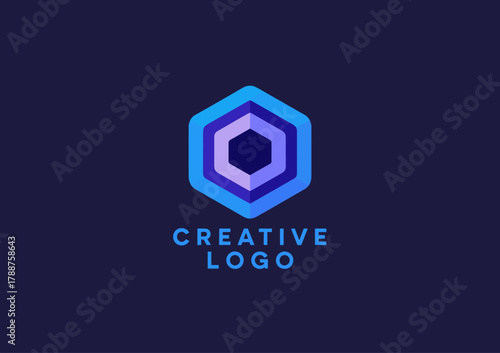 A modern and sleek creative logo design featuring a hexagonal geometric shape, conveying innovation and professionalism for branding purposes and corporate identity.