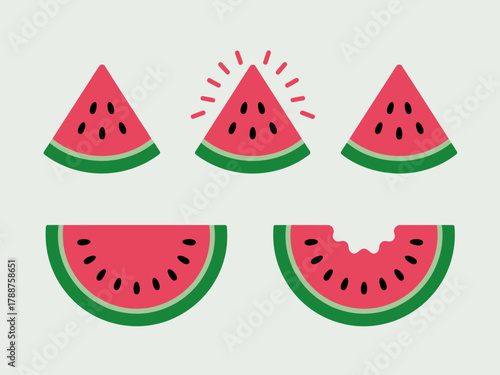 A vibrant collection of watermelon slice illustrations showcasing different cuts, colors, and details that make them visually appealing and ideal for summer-themed designs.