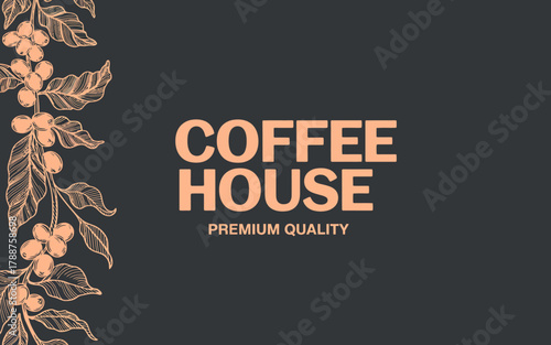 A beautifully crafted coffee house logo that highlights premium quality ingredients, combining nature and design, appealing to coffee lovers and connoisseurs alike.