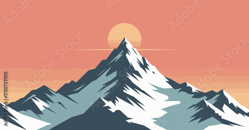 A breathtaking view of a mountain peak set against a stunning sunset backdrop, creating a harmonious scene that evokes feelings of peace and awe for outdoor enthusiasts.