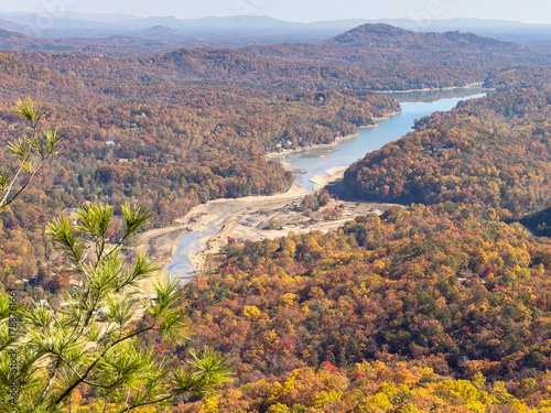 Lake Lure in the fall recovering from Hurricane Helene