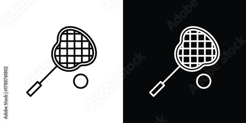 Lacrosse stick ball icon line vector illustration. vector graphics