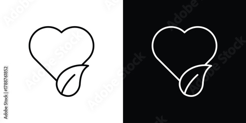 Leaf heart icon line vector illustration. vector graphics
