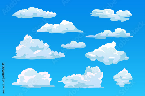 blue sky with fluffy clouds