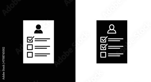 Minimalist Checklist Form Vector Icon for User Profile and Tasks