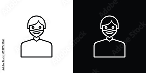 Person in mask icon line vector illustration. vector graphics