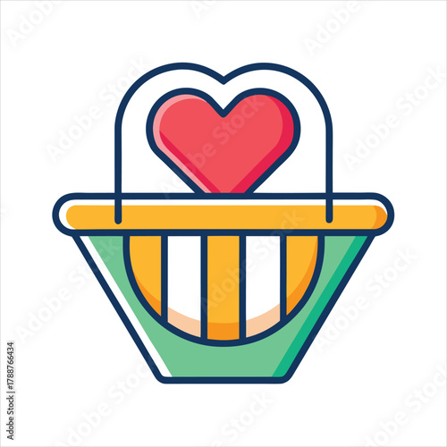 Wishlist Heart Flat Colorful Vector Icon for E-commerce 