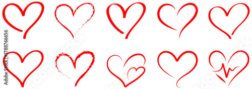 Heart doodles featuring love, romance, and heartbeat symbols. Perfect for Valentine’s Day, wedding, greeting cards, romantic themes. hearts, heart icon, vector, doodle