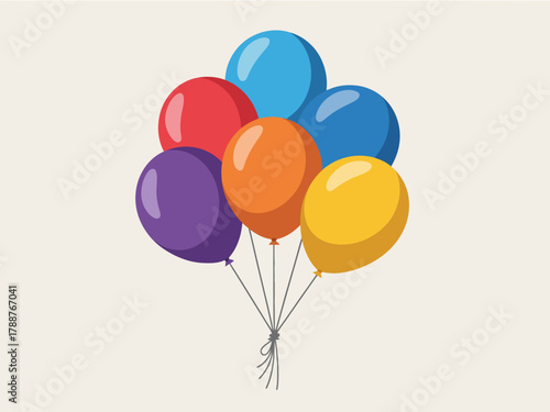 This vibrant composition features a collection of colorful balloons, embodying joy and celebration, ideal for festive events, parties, or any cheerful decor initiatives.