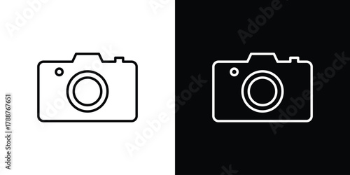 Retro camera icon line vector illustration. vector graphics