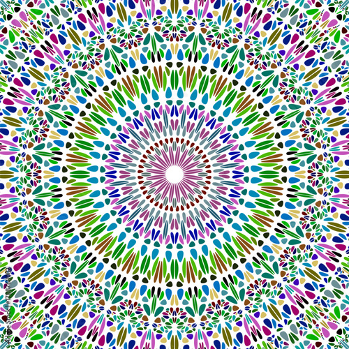 Geometrical dynamic abstract psychedelic radial flower ornament pattern mandala background - floral colorful vector artwork