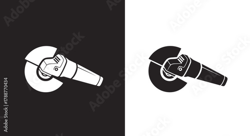 Minimalist Angle Grinder Vector Icon Graphic for Industrial Tool Branding