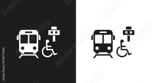 Accessible Public Transit Vector Icon with Train and Wheelchair Symbol