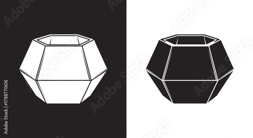 Geometric Pot Vector Icon in Minimalist Line Art and Silhouette Style