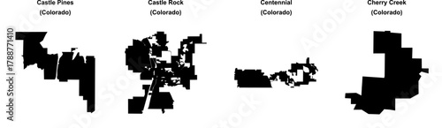 Castle Pines, Castle Rock, Centennial, Cherry Creek outline maps