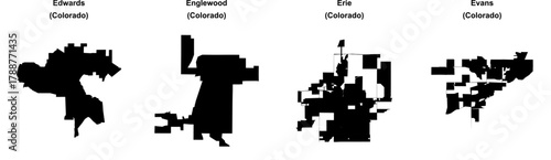 Edwards, Englewood, Erie, Evans outline maps