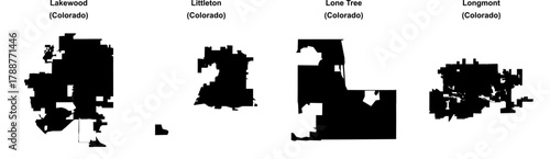 Lakewood, Littleton, Lone Tree, Longmont outline maps