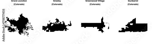 Grand Junction, Greeley, Greenwood Village, Gunbarrel outline maps