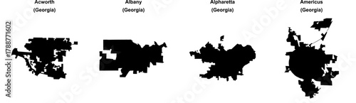 Acworth, Albany, Alpharetta, Americus outline maps