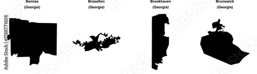 Bemiss, Braselton, Brookhaven, Brunswick outline maps