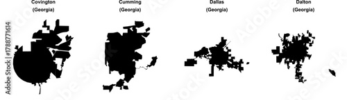Covington, Cumming, Dallas, Dalton outline maps