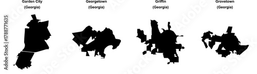 Garden City, Georgetown, Griffin, Grovetown outline maps