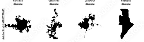 Carrollton, Cartersville, Cedartown, Chamblee outline maps