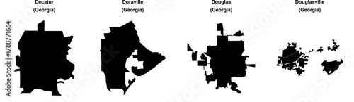 Decatur, Doraville, Douglas, Douglasville outline maps