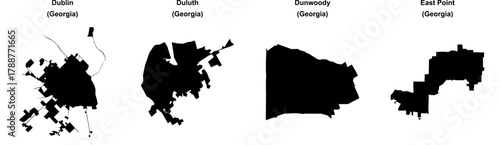 Dublin, Duluth, Dunwoody, East Point outline maps