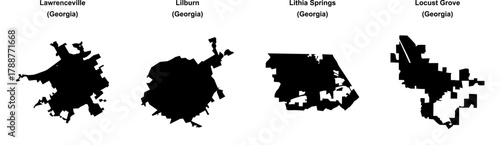 Lawrenceville, Lilburn, Lithia Springs, Locust Grove outline maps