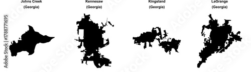 Johns Creek, Kennesaw, Kingsland, LaGrange outline maps