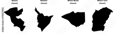 Makaha, Makakilo, Mililani Mauka, Mililani Town outline maps