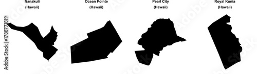 Nanakuli, Ocean Pointe, Pearl City, Royal Kunia outline maps