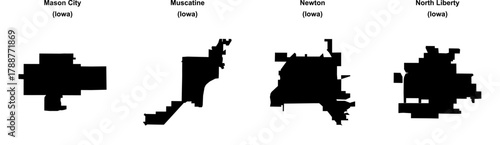 Mason City, Muscatine, Newton, North Liberty outline maps