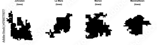 Johnston, Le Mars, Marion, Marshalltown outline maps