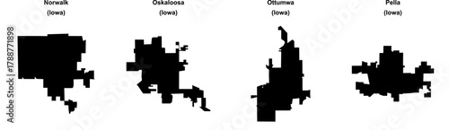 Norwalk, Oskaloosa, Ottumwa, Pella outline maps