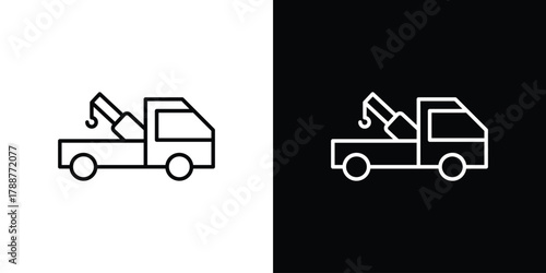 Tow truck icon line vector illustration. vector graphics
