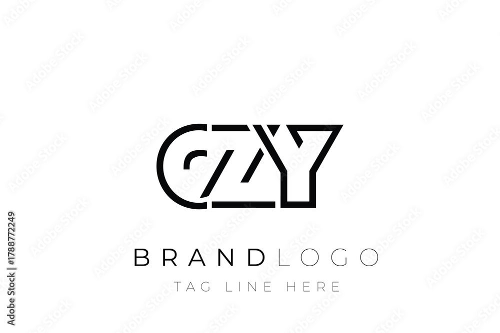 Fototapeta premium CZY abstract letter logo design. Modern Business Logo Design With Abstract Typography and Contemporary Style
