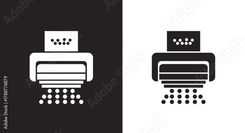 Minimalist Paper Shredder Glyph Vector Icon for Document Security and Privacy
