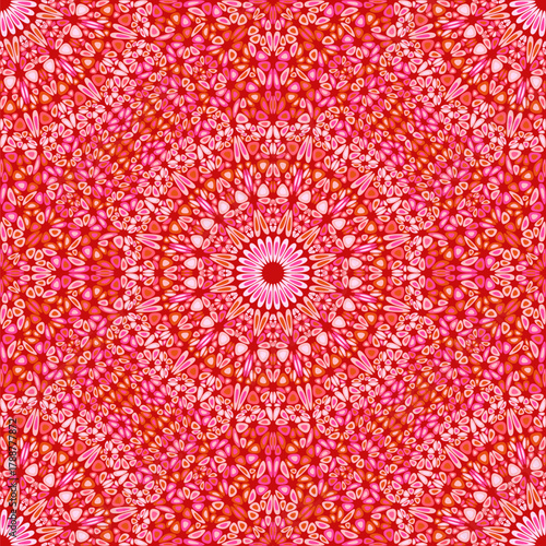 Geometric bohemian flower mandala ornament pattern background - red abstract vector art graphic